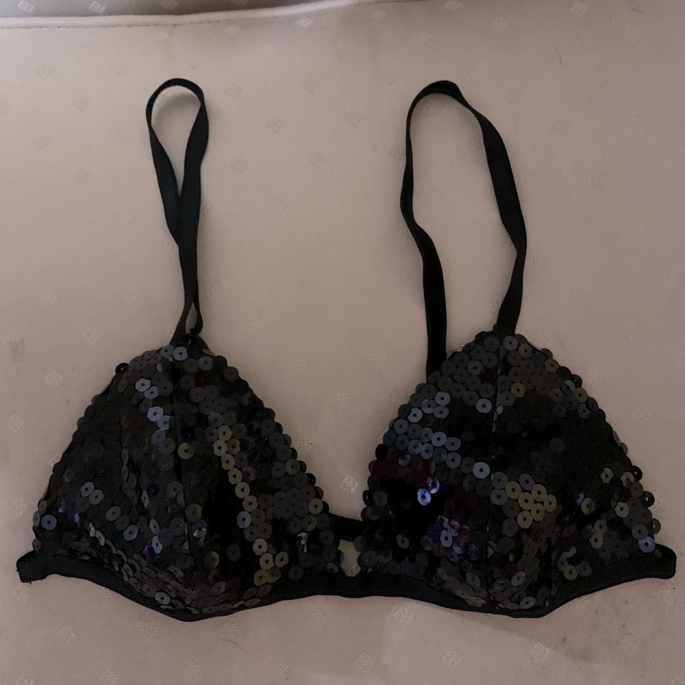 Black sequin triangle bralet